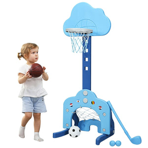 3-in-1 Kids Basketball Hoop Set with Balls - Adjustable Height