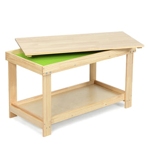 Solid multifunctional wood kids activity play table at angle 11, perfect for playtime and learning.