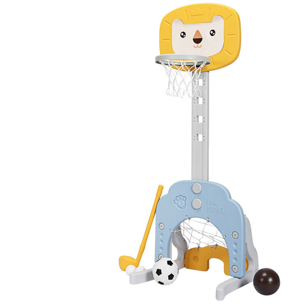 3-in-1 Adjustable Kids Basketball Hoop Sports Set - Adjustable Height