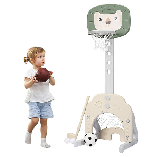 3-in-1 Adjustable Kids Basketball Hoop Sports Set - Adjustable Height