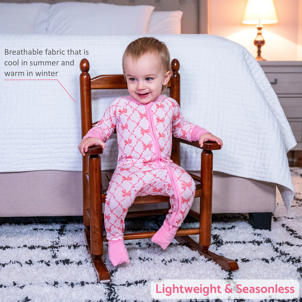 Beautiful Bows Zipper One Piece Pajama