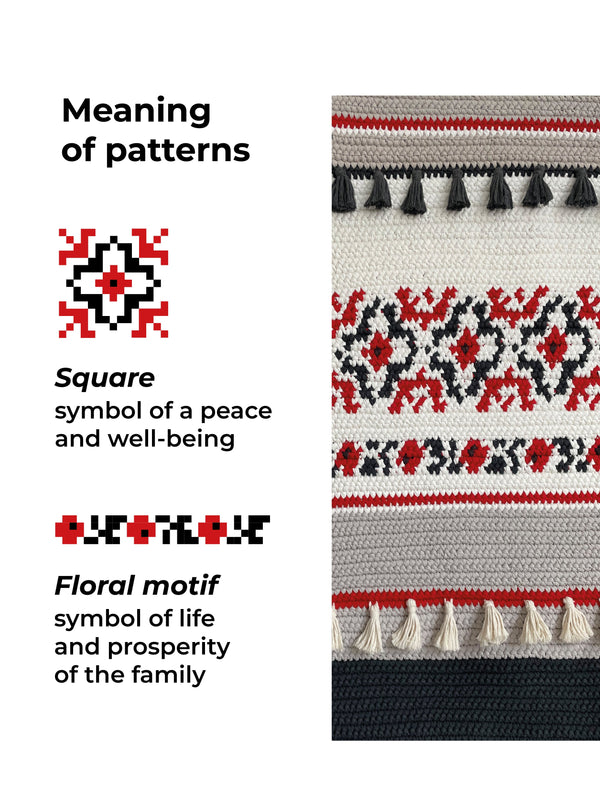 Crocheted Wall Art in Ukrainian Vyshyvanka Style