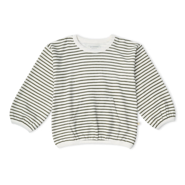 Organic Tee & Pant Slouch Set - Olive Stripes