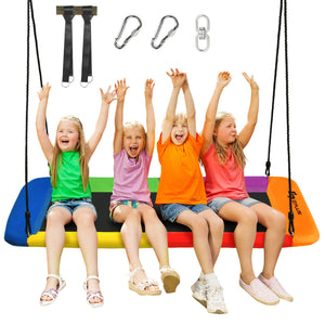 60 Inches Platform Tree Swing Outdoor with  2 Hanging Straps for Infants