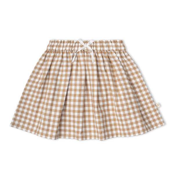 Organic Twill Skirt - Oat Gingham
