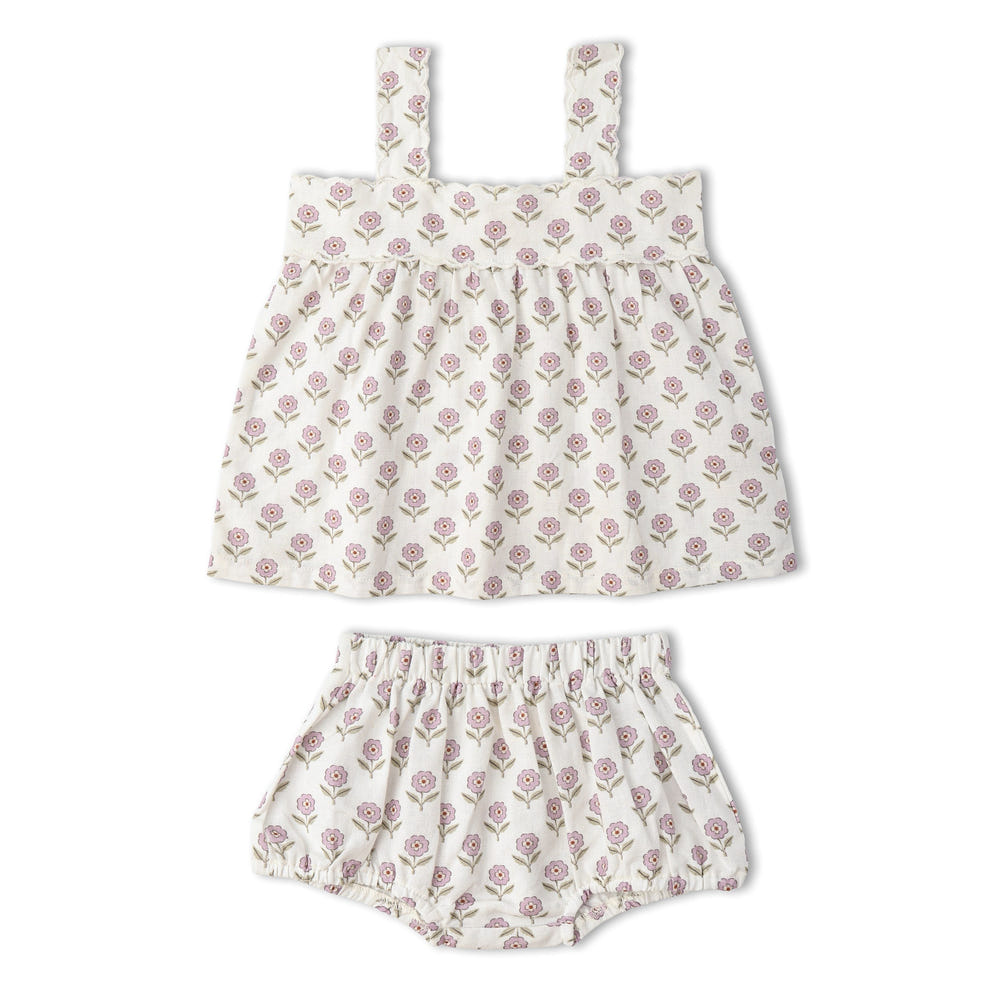 Organic Scalloped Top & Bloomers Set - Lavender