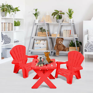 3-Piece Plastic Children Table Chair Set - Easy-Clean Set for Toddlers & Kids
