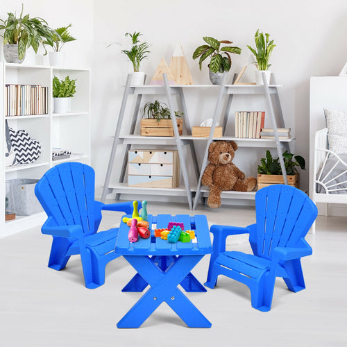 3-Piece Plastic Children Table Chair Set for Kids - Colorful and Durable Playroom Furniture