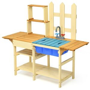 Kid's Outdoor Wooden Pretend Cook Kitchen Playset Toy - Realistic