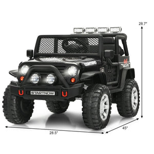 12V kids electric ride-on truck with remote control and operation lever, perfect for outdoor fun and adventure.
