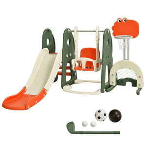 6 in 1 Toddler Slide and Swing Set with Ball Games - Indoor & Outdoor