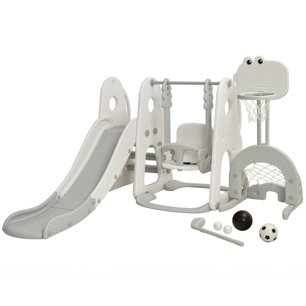 6 in 1 Toddler Slide and Swing Set with Ball Games - Indoor & Outdoor