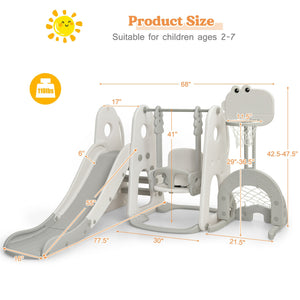 6 in 1 Toddler Slide and Swing Set with Ball Games - Indoor & Outdoor