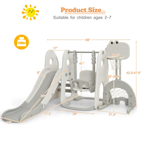 6 in 1 Toddler Slide and Swing Set with Ball Games - Indoor & Outdoor