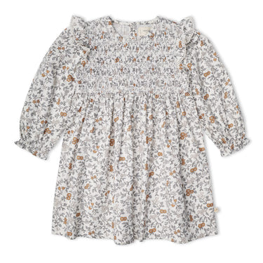 Organic Smocked Ruffle Dress - Ivy