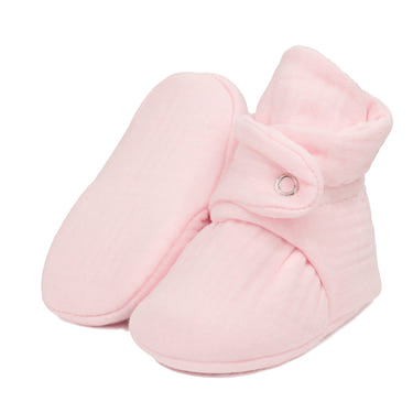 Muslin Stay On Baby Booties Pink