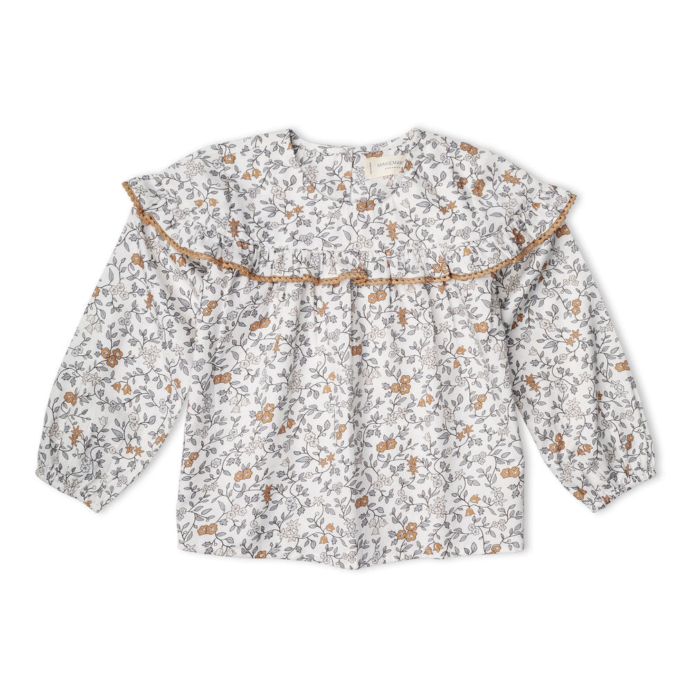 Organic Ruffle Cotton Blouse - Ivy