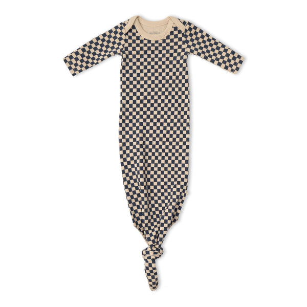 Organic Knotted Baby Gown - Midnight Check