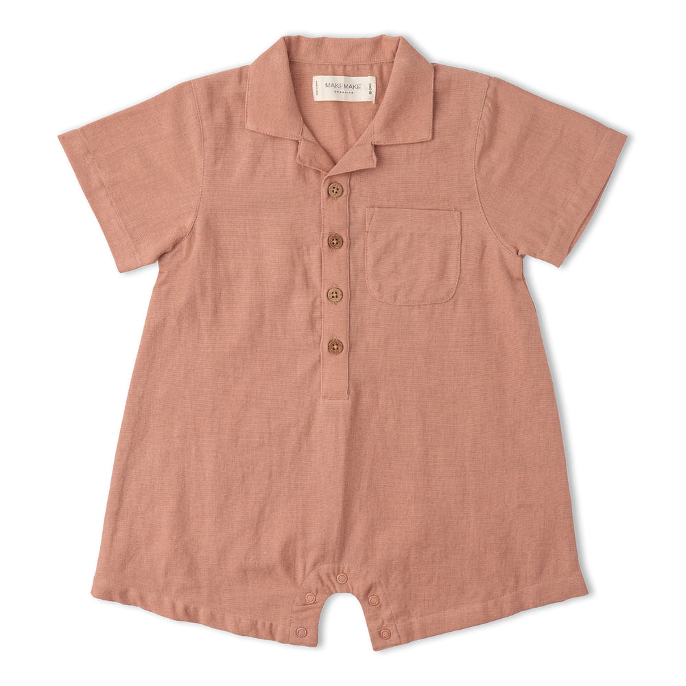 Organic Collared Romper - Clay