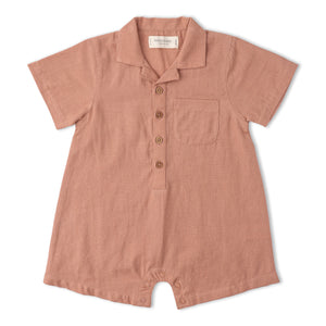 Organic Collared Romper - Clay