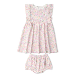 Organic Flutter Dress - Peony