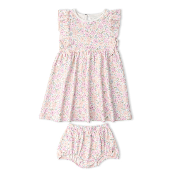 Organic Flutter Dress - Peony