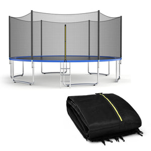 15 Feet Trampoline Safety Replacement Enclosure Net for secure play, angle view showcasing durability and protection.