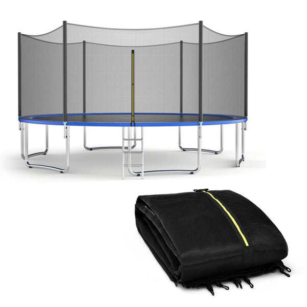 15 Feet Trampoline Safety Replacement Enclosure Net for secure play, angle view showcasing durability and protection.