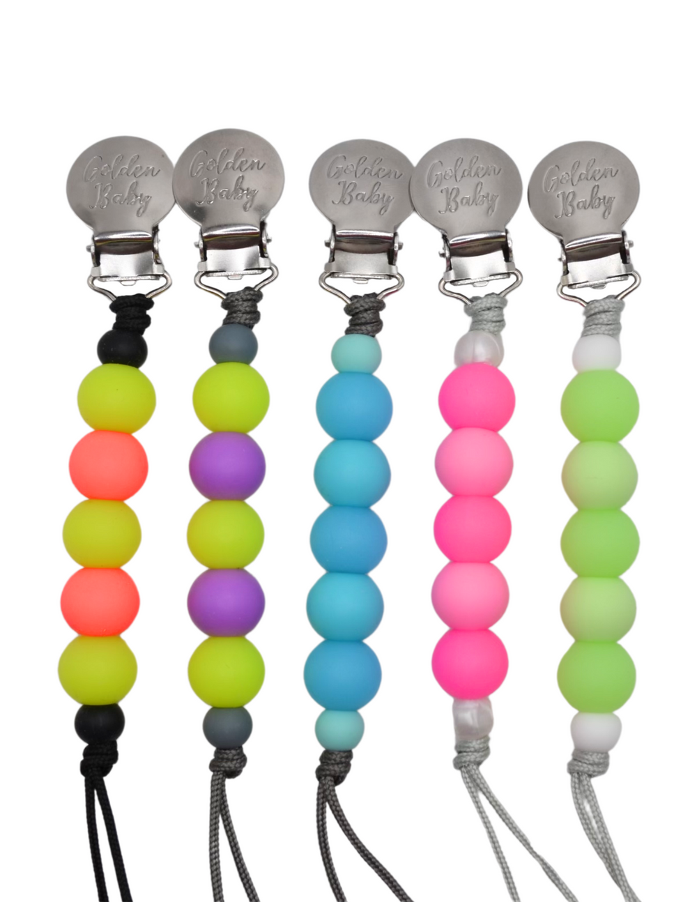 Glow in the dark green pacifier clip for babies, ensuring comfort and visibility at night.
