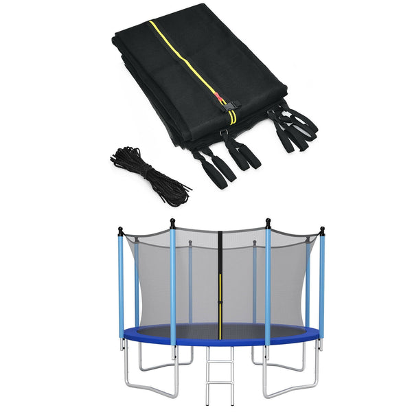 10Ft weather-resistant trampoline safety enclosure net for baby toys, ensuring safe play and fun in the backyard.