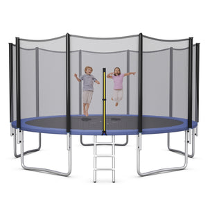 8/10/12/14/15/16 Feet Outdoor Trampoline Bounce Combo with Safety Closure Net Ladder