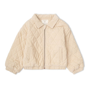 Organic Quilted Bomber Corduroy Jacket - Oat