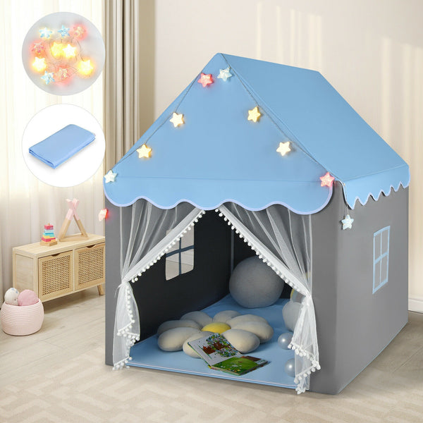 Kids Playhouse Tent with Colorful Star Lights and Mat