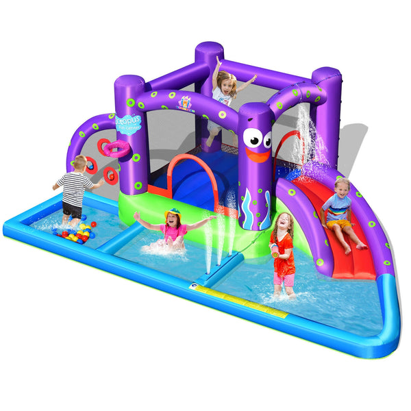 Inflatable Water Slide Castle without Blower - Heavy-Duty for Kids with Blower