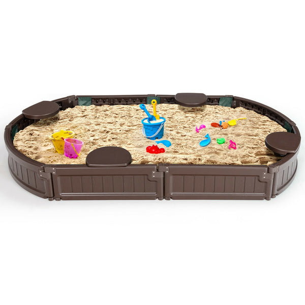 Sandbox with Built-in Corner Seat and Bottom Liner - Wooden for Kids with Cover