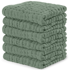 Muslin Washcloths in Fern