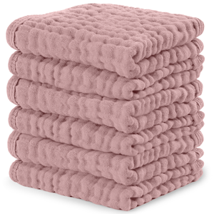 Muslin Washcloths in Mauve