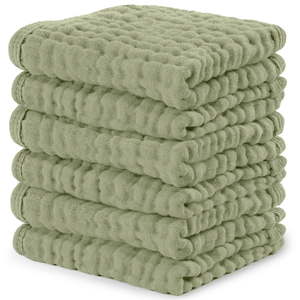 Muslin Washcloths in Sage