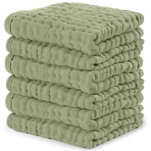 Muslin Washcloths in Sage