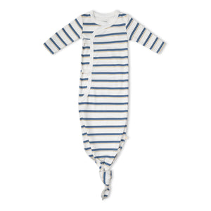 Organic Kimono Knotted Sleep Gown - Navy Stripe