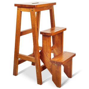 3 Tier Step Stool 3 in 1 Folding Ladder Bench for kids, safe and versatile for home use, shown at angle 11.