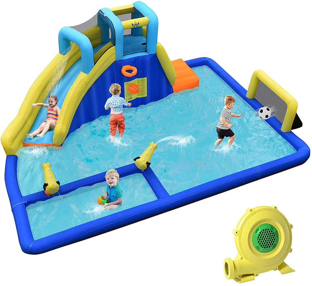 6-in-1 Inflatable Water Slides with Blower for Kids - Heavy