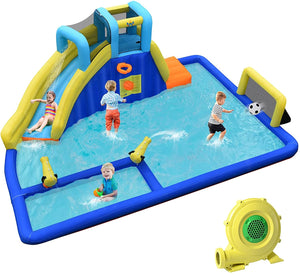 6-in-1 Inflatable Water Slides with Blower for Kids - Heavy