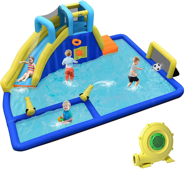 6-in-1 Inflatable Water Slides with Blower for Kids - Heavy