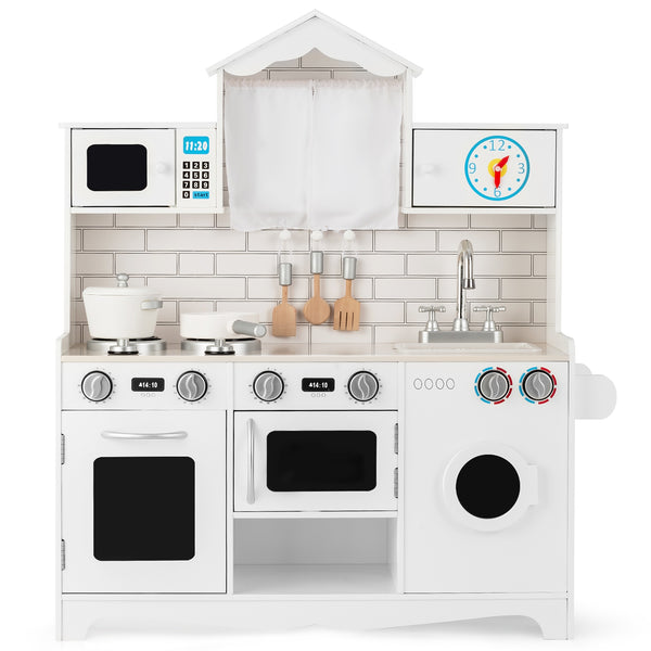 Wooden Kids Kitchen with Washing Machine - Realistic