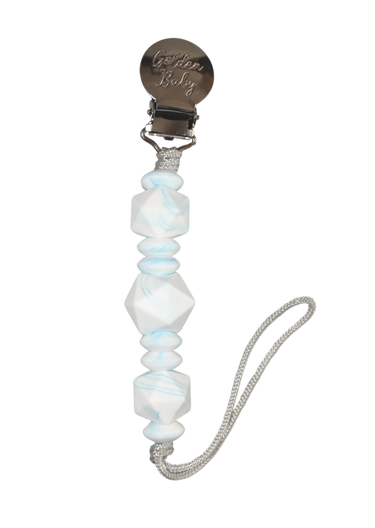 Harley Clip in Blue Waves design - stylish pacifier clip for babies.