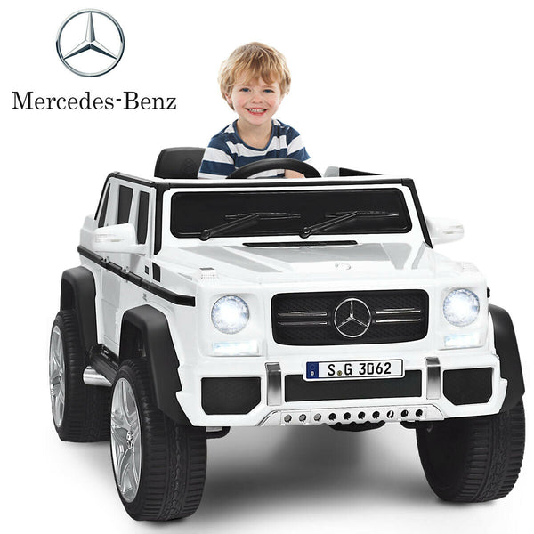12V Licensed Mercedes-Benz Kids Ride On Car in angle view, perfect toy for young car enthusiasts.