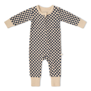 Organic 2-Way Zip Romper - Midnight Check