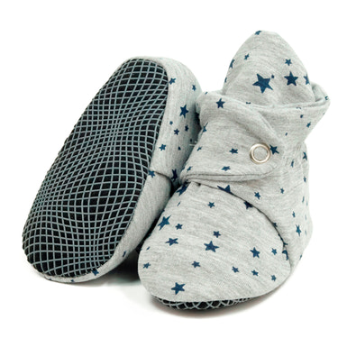Organic Cotton Baby Booties, Non-Slip Sole, Cotton Newborn Booties Home Nursery Shoes, Star Gray