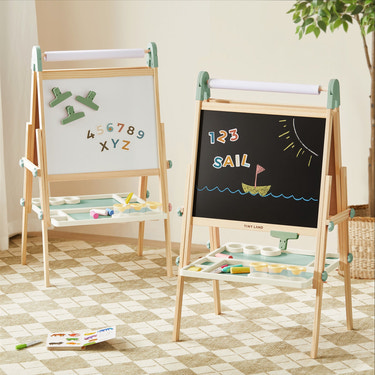 Tiny Land® Magnitales Easel for Kids in green, perfect for creative play and learning in baby and kids' spaces.